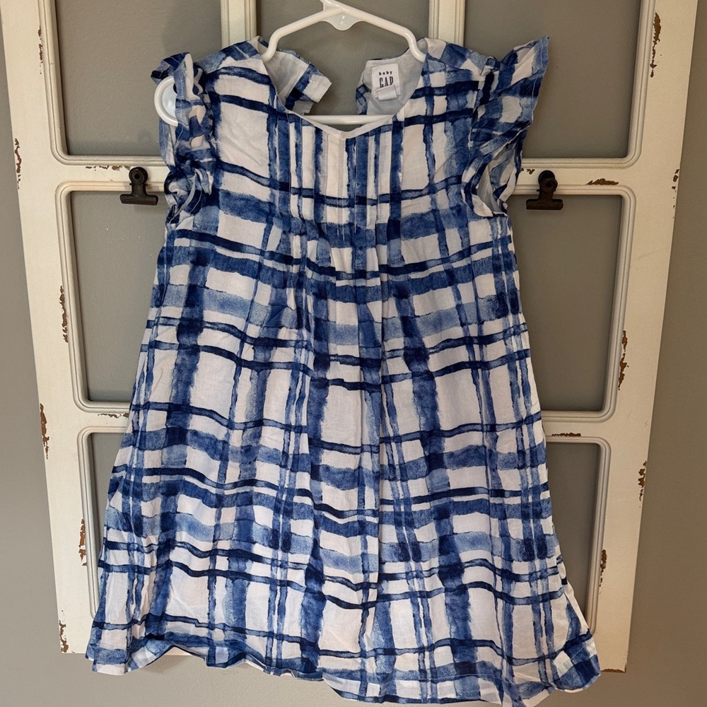 GAP Blue and White Plaid Kids Casual Dress